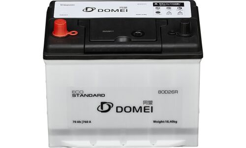Аккумулятор Domei Eco Standard 80D26R, 70Ач, CCA 760А, необслуживаемый