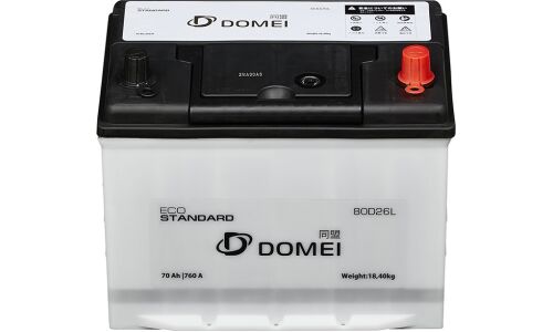 Аккумулятор Domei Eco Standard 80D26L, 70Ач, CCA 760А, необслуживаемый
