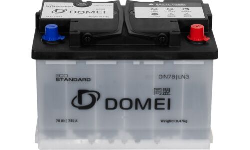 Аккумулятор Domei Eco Standard L3(H6) L, 78Ач, CCA 750А, необслуживаемый