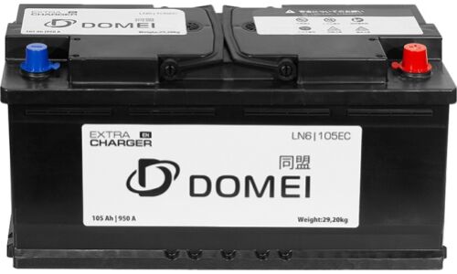 Аккумулятор Domei Extra Charger LN6/L6(H9) L, 105Ач, CCA 950А, необслуживаемый, технология AGM