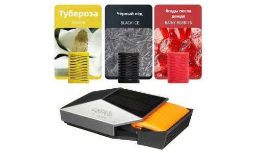 Ароматизатор на торпедо Kogado Cyberaroma Set 3, автоматический, три блока ароматов Doson, Black Ice, Berries, полимерный, арт. CYBER-3
