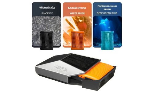 Ароматизатор на торпедо Kogado Cyberaroma Set 4, автоматический, три блока ароматов Black Ice, White Musk, BlueSea, полимерный, арт. CYBER-4