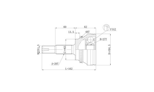 Шрус привода DOUBLE FORCE, с ABS, арт. DFCV061