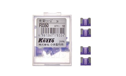 Предохранитель автомобильный Koito, флажковый, мини (LOW PROFILE MINI FL), фиолетовый, 3А, комплект 10 шт, арт. F0350