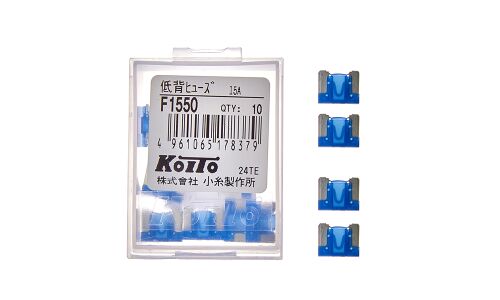 Предохранитель автомобильный Koito, флажковый, мини (LOW PROFILE MINI FL), синий, 15А, комплект 10 шт, арт. F1550