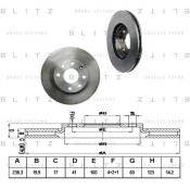 Диск тормозной Blitz, передний, арт. BS0374