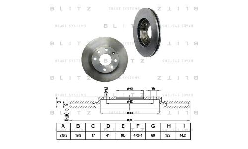 Диск тормозной Blitz, передний, арт. BS0374