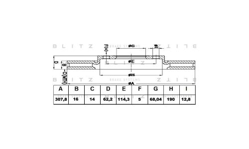 Диск тормозной Blitz, арт. BS0307
