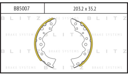 Колодки тормозные барабанные Blitz, комплект на ось (4 шт), арт. BB5007