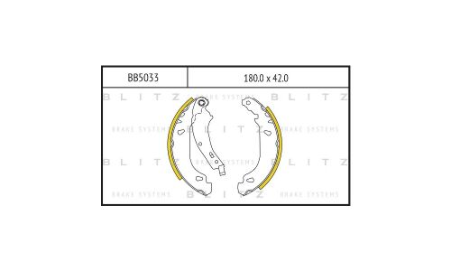 Колодки тормозные барабанные Blitz, комплект на ось (4 шт), арт. BB5033