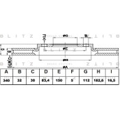 Диск тормозной Blitz перфорированный, арт. BS0353P