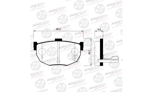 Колодки тормозные дисковые Avantech, задние, комплект на ось (4 шт), арт. AV025