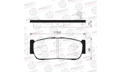 Колодки тормозные дисковые Avantech, задние, комплект на ось (4 шт), арт. AV141