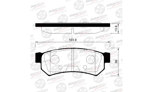 Колодки тормозные дисковые Avantech, задние, комплект на ось (4 шт), арт. AV220