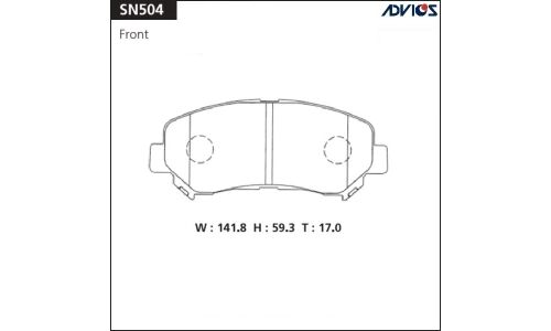 Колодки тормозные дисковые Advics передние, комплект на ось (4 шт), арт. SN504