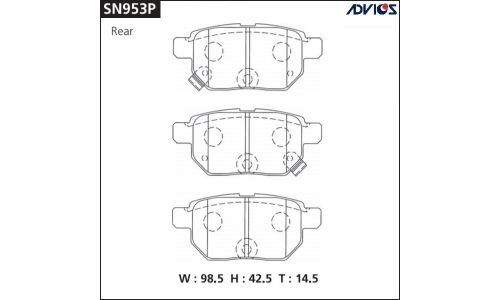 Колодки тормозные дисковые Advics задние, комплект на ось (4 шт), арт. SN953P