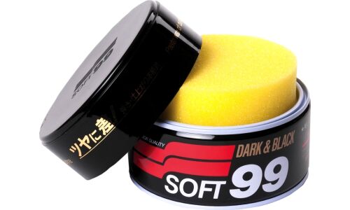 Полироль кузова Soft99 Soft Wax, защитный, с воском карнаубы, для тёмных автомобилей, банка 300г, (+губка), арт. 00010