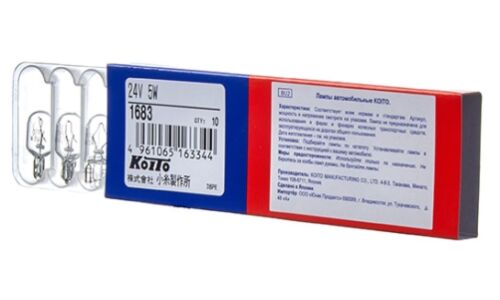 Лампа Koito W5W (W2.1x9.5d, T10), 24В, 5Вт, арт. 1683