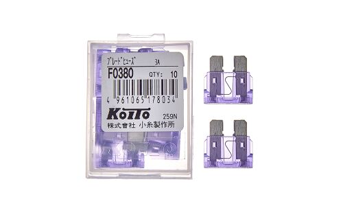 Предохранитель автомобильный Koito, флажковый, стандартный (ATO S1035-2/FT), фиолетовый, 3А, комплект 10 шт, арт. F0380
