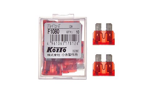 Предохранитель автомобильный Koito, флажковый, стандартный (ATO S1035-2/FT), красный, 10А, комплект 10 шт, арт. F1080