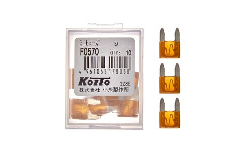 Предохранитель автомобильный Koito, флажковый, мини (MINI S1035-1/FN), светло-коричневый, 5А, комплект 10 шт, арт. F0570