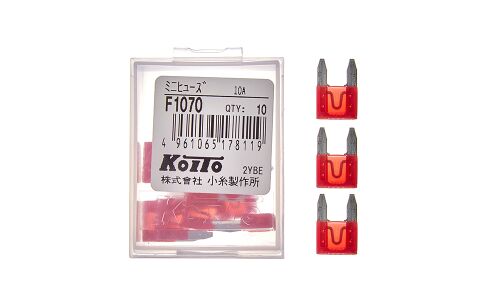 Предохранитель автомобильный Koito, флажковый, мини (MINI S1035-1/FN), красный, 10А, комплект 10 шт, арт. F1070