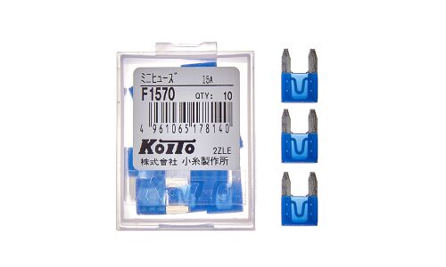 Предохранитель автомобильный Koito, флажковый, мини (MINI S1035-1/FN), синий, 15А, комплект 10 шт, арт. F1570