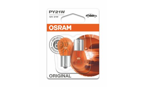 Лампа Osram Original Line PY21W (BAU15s, S25), 12В, 21Вт, оранжевая, комплект 2 шт, арт. 7507-2BL