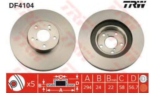 Тормозной диск TRW, арт. DF4104