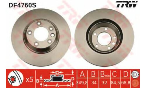 Диск тормозной TRW, арт. DF4760S