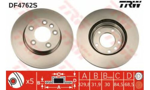 Диск тормозной TRW, арт. DF4762S