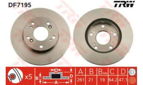 Диск тормозной TRW, арт. DF7195