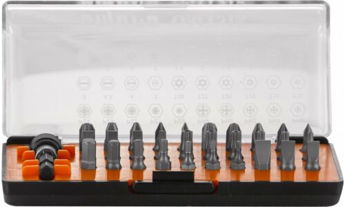 Набор бит Ombra, посадочный размер HEX1/4", наконечники SL/PH/PZ/HEX/TR, комплект 31 предмет, арт. 55010