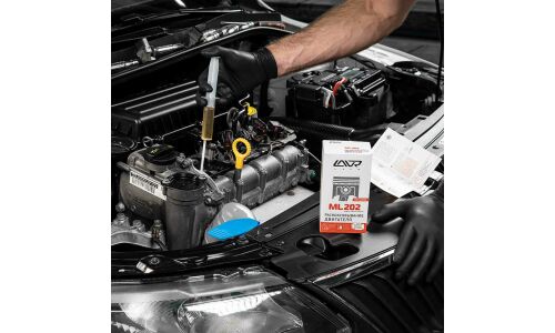 Раскоксовыватель и промывка Lavr Engine Carbon Cleaning Complex ML202+, для рядных двигателей до 2000см³, бутылка 185мл+330мл (+шприц и трубка), арт. Ln2505