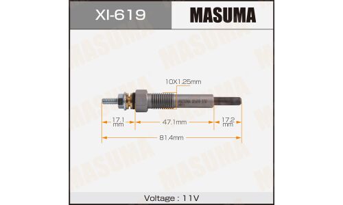 Свеча накаливания Masuma (4JG2), арт. XI-619