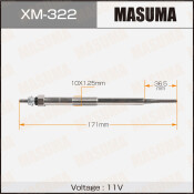 Свеча накаливания Masuma (4M41 DI), арт. XM-322