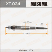 Свеча накаливания Masuma (2L-TE), арт. XT-034
