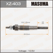 Свеча накаливания Masuma (R2 / RF / XA), арт. XZ-403