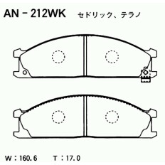 Колодки тормозные дисковые Akebono, комплект на ось (4 шт), арт. AN-212WK
