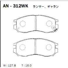 Колодки тормозные дисковые Akebono, комплект на ось (4 шт), арт. AN-312WK