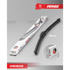 Щётка стеклоочистителя Fenox Evolution 380мм (15") бескаркасная, всесезонная, с графитовым напылением, со спойлером, для леворульных авто, крепление J-Hook, 1 шт, арт. WB38210