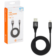 Кабель для мобильных устройств Airline, с USB на Lightning, 1м, чёрный, нейлоновый, арт. ACH-I-24