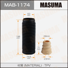 Защитный комплект амортизатора универсальный Masuma, 1 пыльник + 1 отбойник, под шток Ø28мм, арт. MAB-1174
