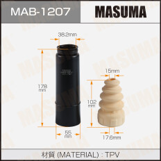 Защитный комплект амортизатора универсальный Masuma, 1 пыльник + 1 отбойник, под шток Ø15мм, арт. MAB-1207
