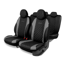Чехлы Autoprofi Excellent, для переднего и заднего ряда, экокожа, черный/темно-серый цвет, 11 предметов, арт. EXL-1103G BK/D.GY