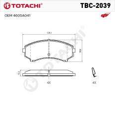 Колодки тормозные дисковые TOTACHI TBC-2039 передние керамические NIBK PN3414 OEM 410A1A020P