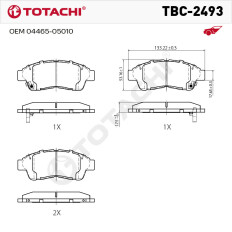 Колодки тормозные дисковые TOTACHI TBC-2493 передние керамические NIBK PN1322 OEM 04465-05010