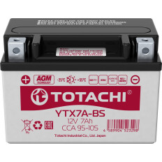 Аккумулятор для мото Totachi YTX7A-BS, AGM, 7Ач, CCA 95–105А, необслуживаемый, арт. 90007