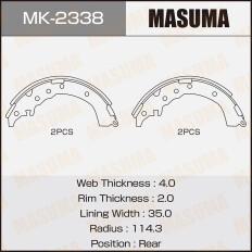 Колодки тормозные барабанные Masuma, комплект на ось (4 шт), арт. MK-2338