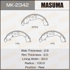 Колодки тормозные барабанные Masuma, комплект на ось (4 шт), арт. MK-2342